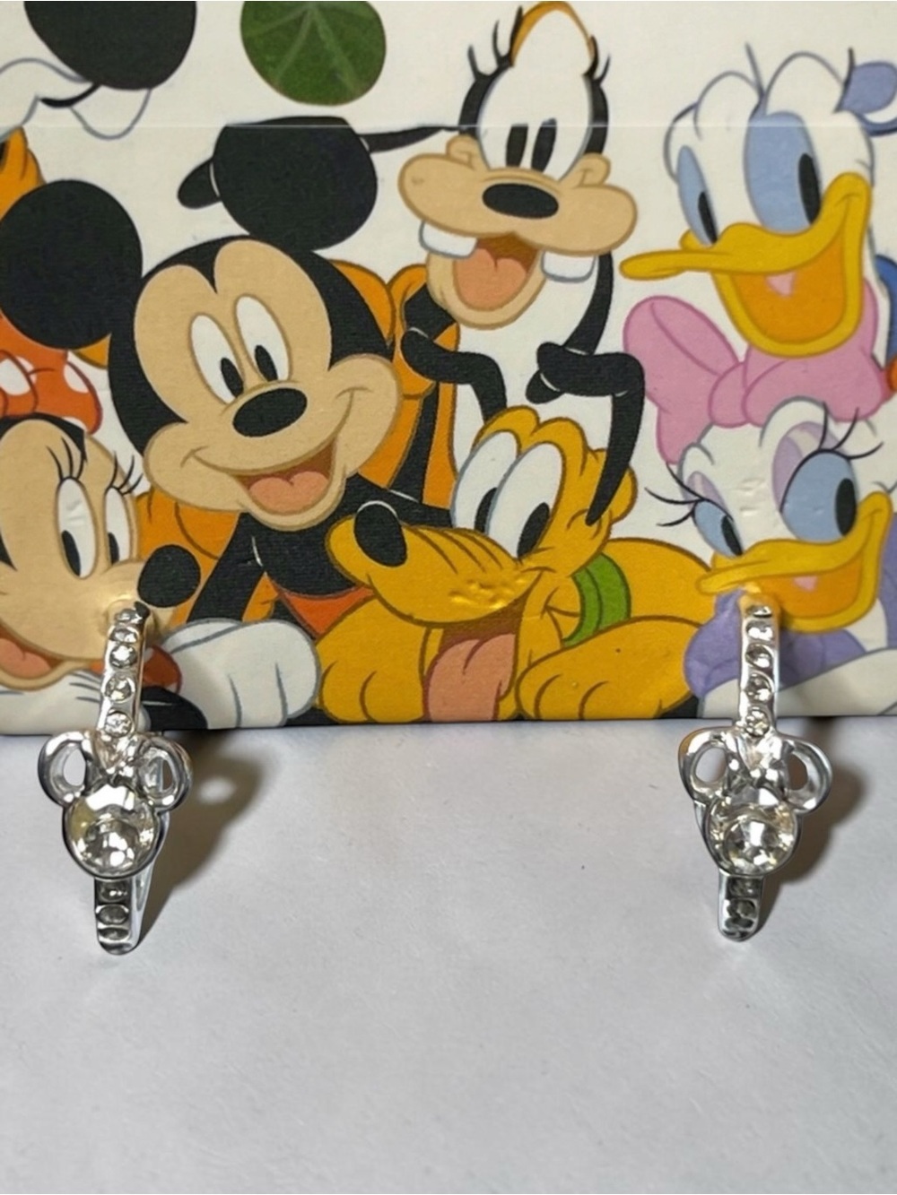 NWT Disney Minnie Mouse Clear Stone Hoop Earrings